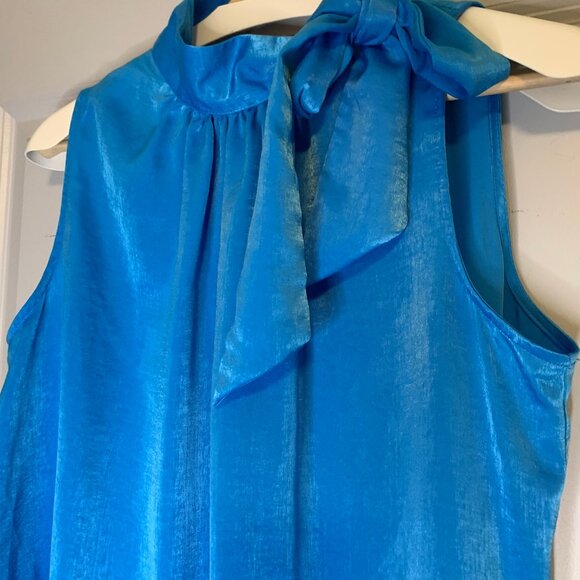 Worthington Sleeveless Gathered Satin Holter Tie Blouse, in Women's Size L - Picture 3 of 10